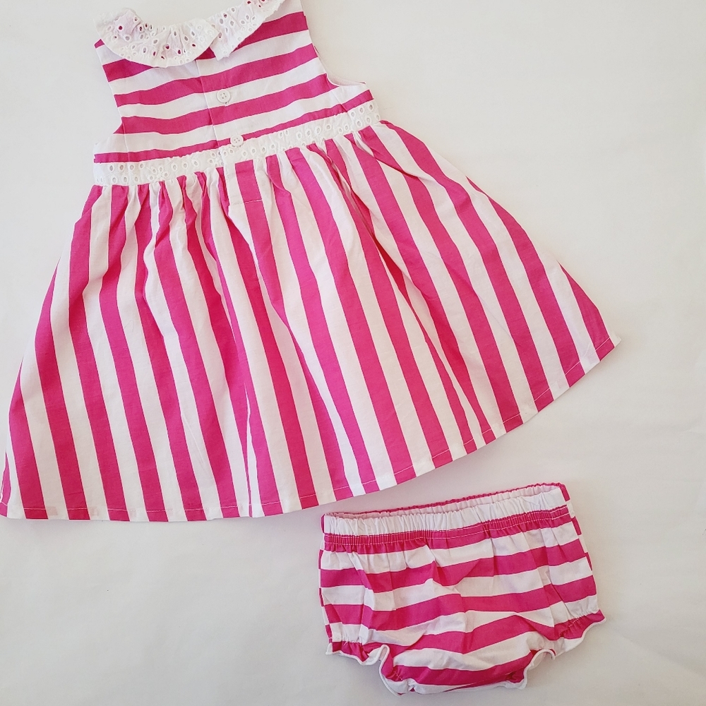 Crown & Ivy striped cotton dress and bloomers 18M